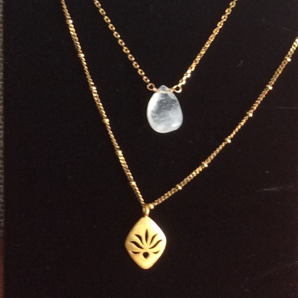 Satay lotus & quartz double necklace.